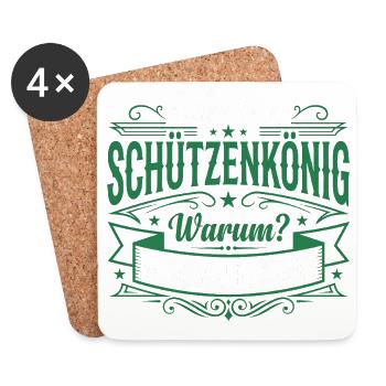 Ich bin Schützenkönig – Weil ich es kann - Untersetzer (4er-Set) - Weiß - Vorne