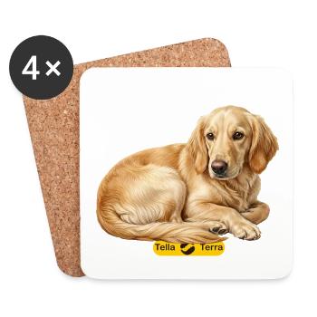 Golden Retriever Lay-Back-Illustration - Untersetzer (4er-Set) - Weiß - Vorne