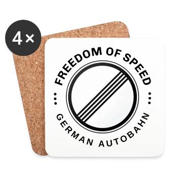 Freedom of Speed - German Autobahn - Untersetzer (4er-Set) - Weiß - Vorne