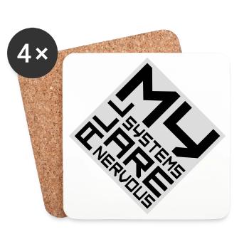 Tous mes systèmes sont nerveux, peur drôle, logo de nerd - Dessous de verre (lot de 4) - blanc - Devant