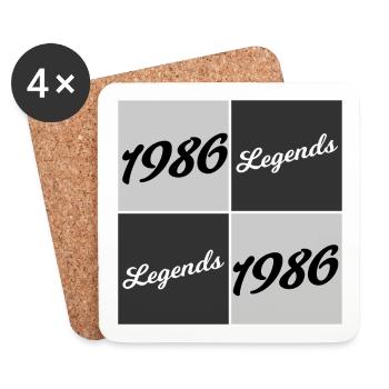 1986 Legends Script Collage - Coasters (set of 4) - white - Front