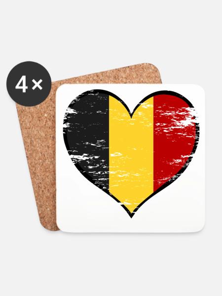 Belgien Herzflagge used - Untersetzer (4er-Set) - Weiß