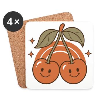 Douce Sourire Rétro Cerise - Dessous de verre (lot de 4) - blanc - Devant