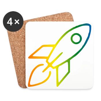 Rakete Regenbogen - Untersetzer (4er-Set) - Weiß - Vorne