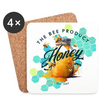 Honey Magic Honeycomb Design - Coasters (set of 4) - white - Front