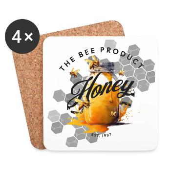 Honey jar with bee pattern - Coasters (set of 4) - white - Front