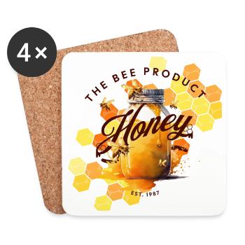 Honey Dream Bee Motif - Coasters (set of 4) - white - Front