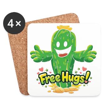 Cactus Free Hugs Funny Cartoon - Coasters (set of 4) - white - Front