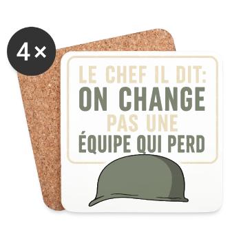 Militaire 7ie Compagnie Cadeau humour personnalisé - Dessous de verre (lot de 4) - blanc - Devant