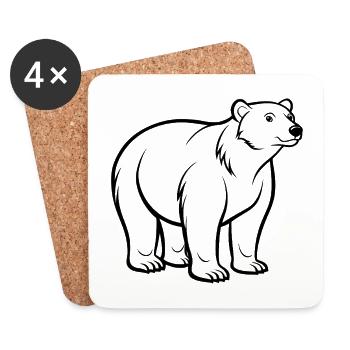 Ours polaire - Dessous de verre (lot de 4) - blanc - Devant