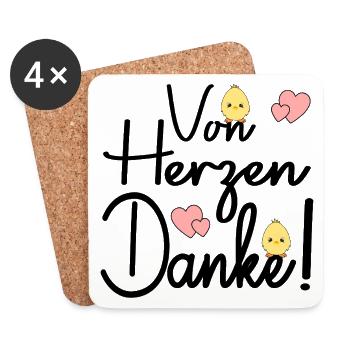 Dankeschön - Von Herzen Danke - Untersetzer (4er-Set) - Weiß - Vorne
