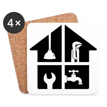 Outil de plomberie pour la maison - Dessous de verre (lot de 4) - blanc - Devant
