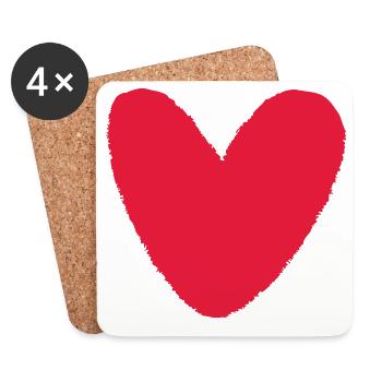 Cœur – Symbole d’amour et de connexion - Dessous de verre (lot de 4) - blanc - Devant
