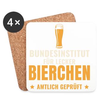 Bundesinstitut für lecker Bierchen Spruch lustig - Untersetzer (4er-Set) - Weiß - Vorne