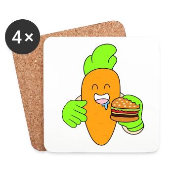 Karotten-Burger essen - Untersetzer (4er-Set) - Weiß - Vorne
