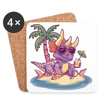 Dinosaurier triceratops Sommer - Untersetzer (4er-Set) - Weiß - Vorne