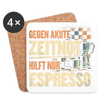 Schach Geschenk T-Shirt | Zeitnot Kaffee Motiv - Untersetzer (4er-Set) - Weiß - Vorne