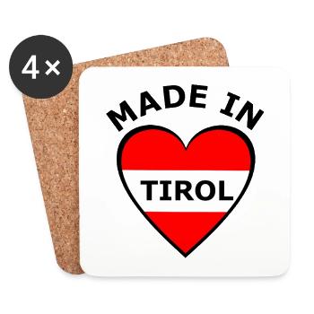 Tirol Herzflagge Rot Weiß - Untersetzer (4er-Set) - Weiß - Vorne