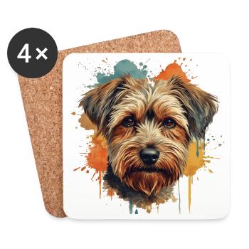 Portrait de chien aquarelle - Dessous de verre (lot de 4) - blanc - Devant