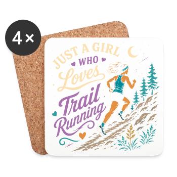 Nur ein Mädchen, das Trailrunning liebt - Untersetzer (4er-Set) - Weiß - Vorne