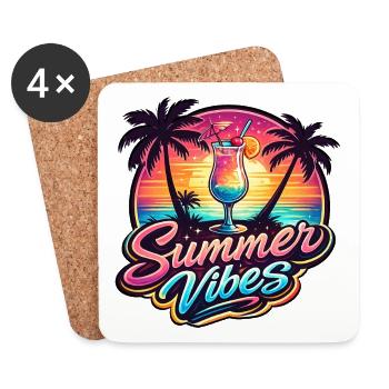 Vibes d'Été Cocktail Soleil - Dessous de verre (lot de 4) - blanc - Devant