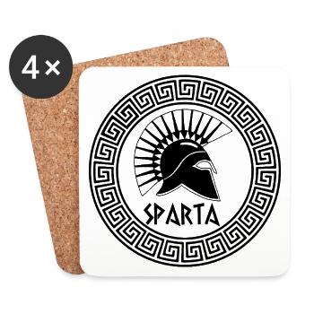 Guerrier spartiate noir - Dessous de verre (lot de 4) - blanc - Devant