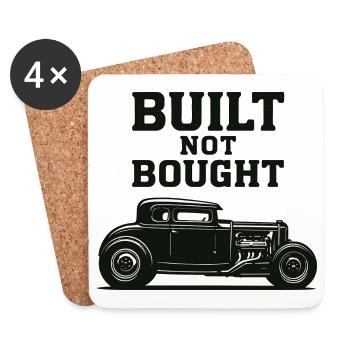 Hot Rod Vue latérale - Construit, pas acheté V8 - Dessous de verre (lot de 4) - blanc - Devant