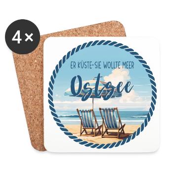 Ostsee – Er küsste sie wollte Meer - Untersetzer (4er-Set) - Weiß - Vorne