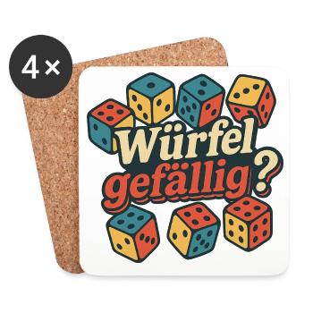 Würfel Gefällt Retro-Druck - Untersetzer (4er-Set) - Weiß - Vorne
