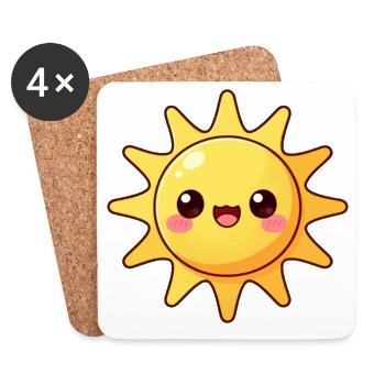 Cadeau des vacances d’été de Kawaii Sun - Dessous de verre (lot de 4) - blanc - Devant