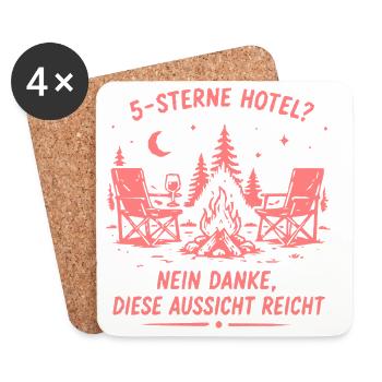Lagerfeuerblick statt Zimmer - Campingurlaub - Untersetzer (4er-Set) - Weiß - Vorne