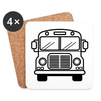 Bus scolaire - Dessous de verre (lot de 4) - blanc - Devant