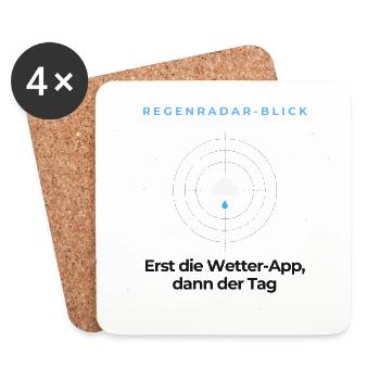 Wetter App Regenradar Lustiges Geschenk Shirt - Untersetzer (4er-Set) - Weiß - Vorne