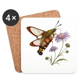 Kolibri-Sphinx (Hemaris fuciformis) - Untersetzer (4er-Set) - Weiß - Vorne