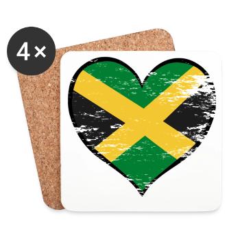 Jamaika_Herzflagge_used - Dessous de verre (lot de 4) - blanc - Devant