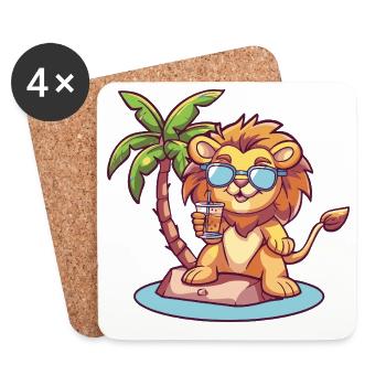 Palmier d’été Lion - Dessous de verre (lot de 4) - blanc - Devant