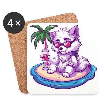 Palmier d’été Wolf - Dessous de verre (lot de 4) - blanc - Devant