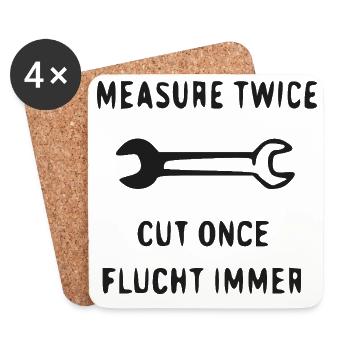 Measure Twice Cut Once – Schraubenschlüssel - Untersetzer (4er-Set) - Weiß - Vorne