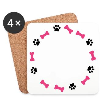 Pfotenabdruck Liebe Hund Knochen Hundemama - Untersetzer (4er-Set) - Weiß - Vorne