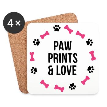 Pfotenabdruck Liebe Hund Knochen Hundemama - Untersetzer (4er-Set) - Weiß - Vorne