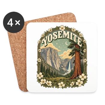Yosemite National Park USA California Vintage - Coasters (set of 4) - white - Front