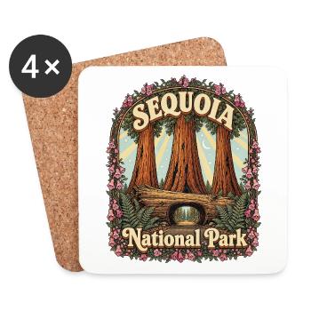 Parc national de Sequoia, États-Unis, randonnée en Californie - Dessous de verre (lot de 4) - blanc - Devant