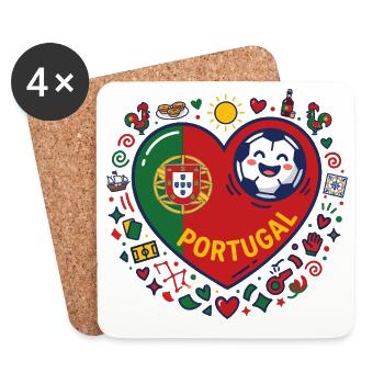 Portugal Herz Fußball Flair - Untersetzer (4er-Set) - Weiß - Vorne