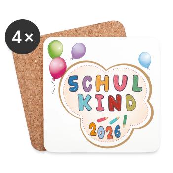 Schulkind 2026  Einschulung - Untersetzer (4er-Set) - Weiß - Vorne
