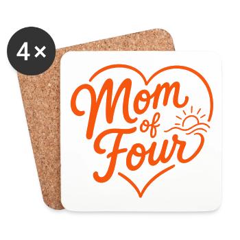 Maman de quatre enfants ! Cœur - Dessous de verre (lot de 4) - blanc - Devant