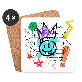 Drippy Graffiti on Brick Wall - Coasters (set of 4) - white - Front