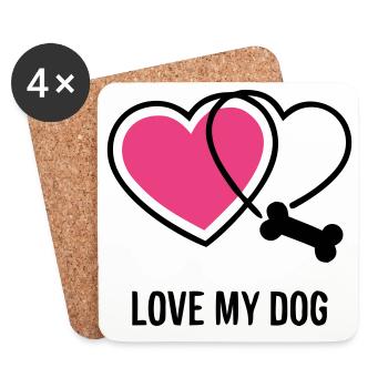 Meilleur ami, amour des chiens, maman de chien, promenade - Dessous de verre (lot de 4) - blanc - Devant