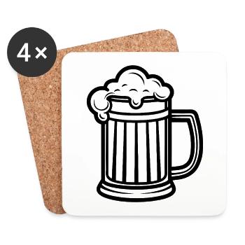 Chope de bière - Dessous de verre (lot de 4) - blanc - Devant