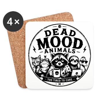Dead Mood Animals Too Tired to Care - Coasters (set of 4) - white - Front