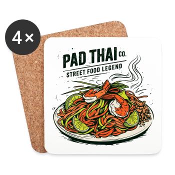 Légende de la street food du Pad Thai - Dessous de verre (lot de 4) - blanc - Devant